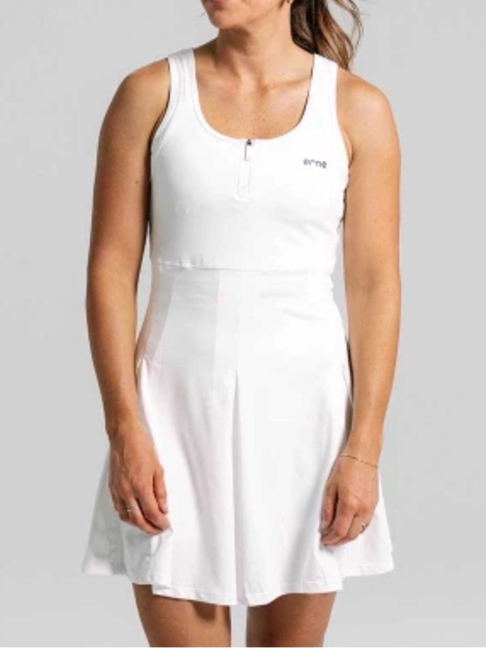 White Tennis Dress with Front Zip Size M Pickleball Golf